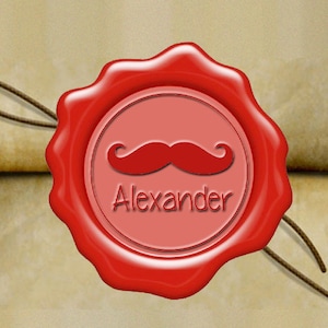 CUSTOM MUSTACHE Name Personalisierte Anfangswachs-Siegel-Stempel / Geburtstagsfeier / Hochzeitseinladung / Umschlag-Siegel / Geschenkbox-Set (ref : M)