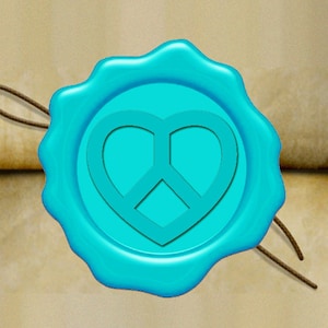 Timbro sigillo in ceralacca CUORE DELLA PACE / Timbro invito matrimonio / Segno della pace / Cuore d'amore / Amore pace / Set scatola regalo (rif: M)