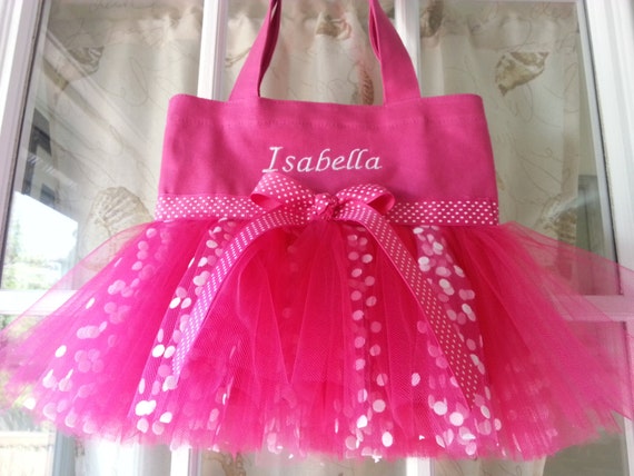 Polka dot tulle tutu tote bag Hot pink tote bag Multi tulle | Etsy