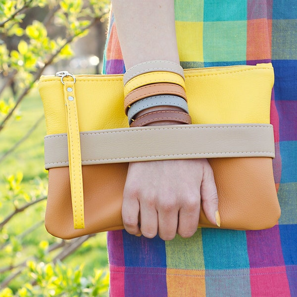 Orange clutch bag Yellow crossbody bag women Vegan leather cross body purse Small clutch purse Crossbody yellow clutch Orange purse