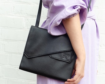 Black crossbody purse Vegan leather crossbody bag for woman Small envelope purse