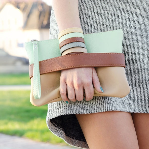 Bolso de mano de piel vegana, bolso de mano bohemio, bolso de pulsera, bolso de mano color menta, bolso vegano, bolso bandolera pequeño, bolso de mano de noche con asa