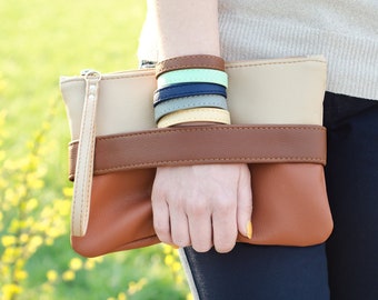 Clutch purse with strap Small brown purse Vegan leather clutch bag Crossbody phone clutch Wristlet purse Gift for women