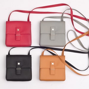 Small crossbody purse for phone Vegan leather mini crossbody bag Small leather purse Cute gift for women Square black handbag