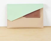 Envelope clutch bag Vegan leather tablet case Small clutch purse Ipad mini case Vegan clutch Tan evening clutch Mint handbag Vegan case