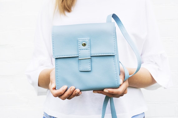 light blue crossbody purse