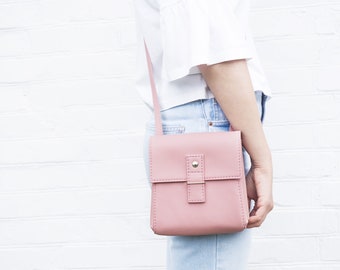 Small pastel pink crossbody bag Vegan leather purse Summer handbag Romantic coquette aesthetic purse