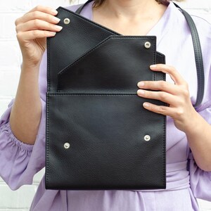 Small crossbody bag Vegan leather bag women Yellow crossbody purse Geometric purse with flap image 11