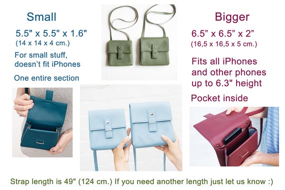 Navy Leather Cell Phone Bags Crossbody Wallet Purses Mini Bags