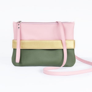 Vegan leather clutch bag Crossbody purse Evening clutch Vegan gift for women Small vegan purse Green clutch hand strap Blush pink purse image 2