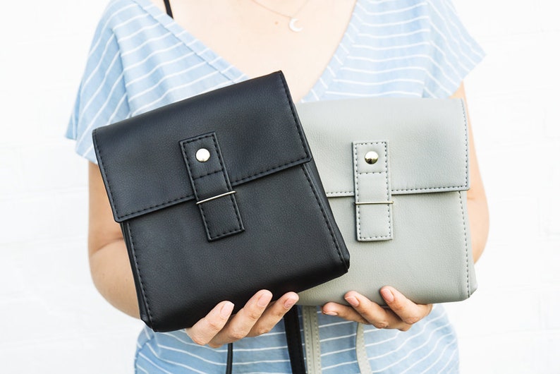 Grey crossbody purse Small vegan bag Grey purse Small Etsy