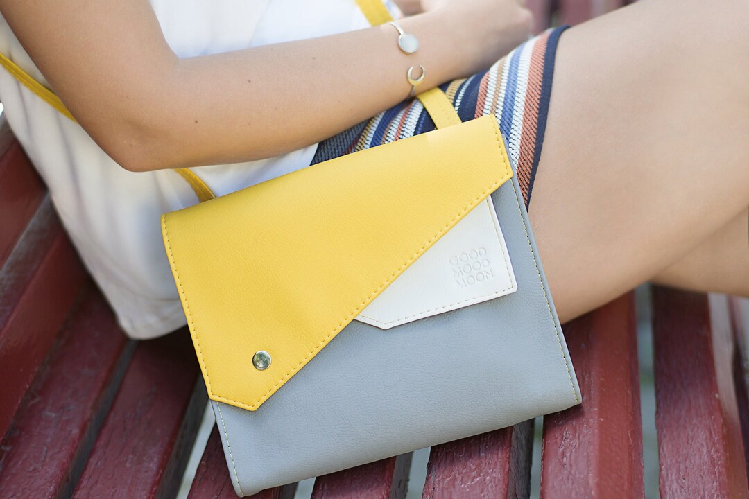 Small Crossbody Bag Vegan Leather Bag Yellow Crossbody Purse Vegan Bag