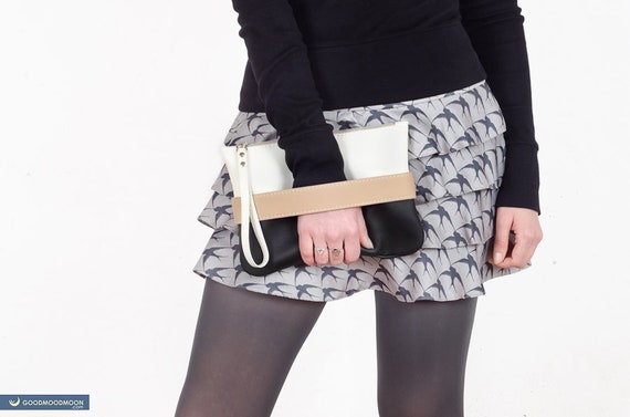 Black clutch purse crossbody Clutch with strap Vegan leather purse Small crossbody bag women Silver evening bag Mini handbag Etsy