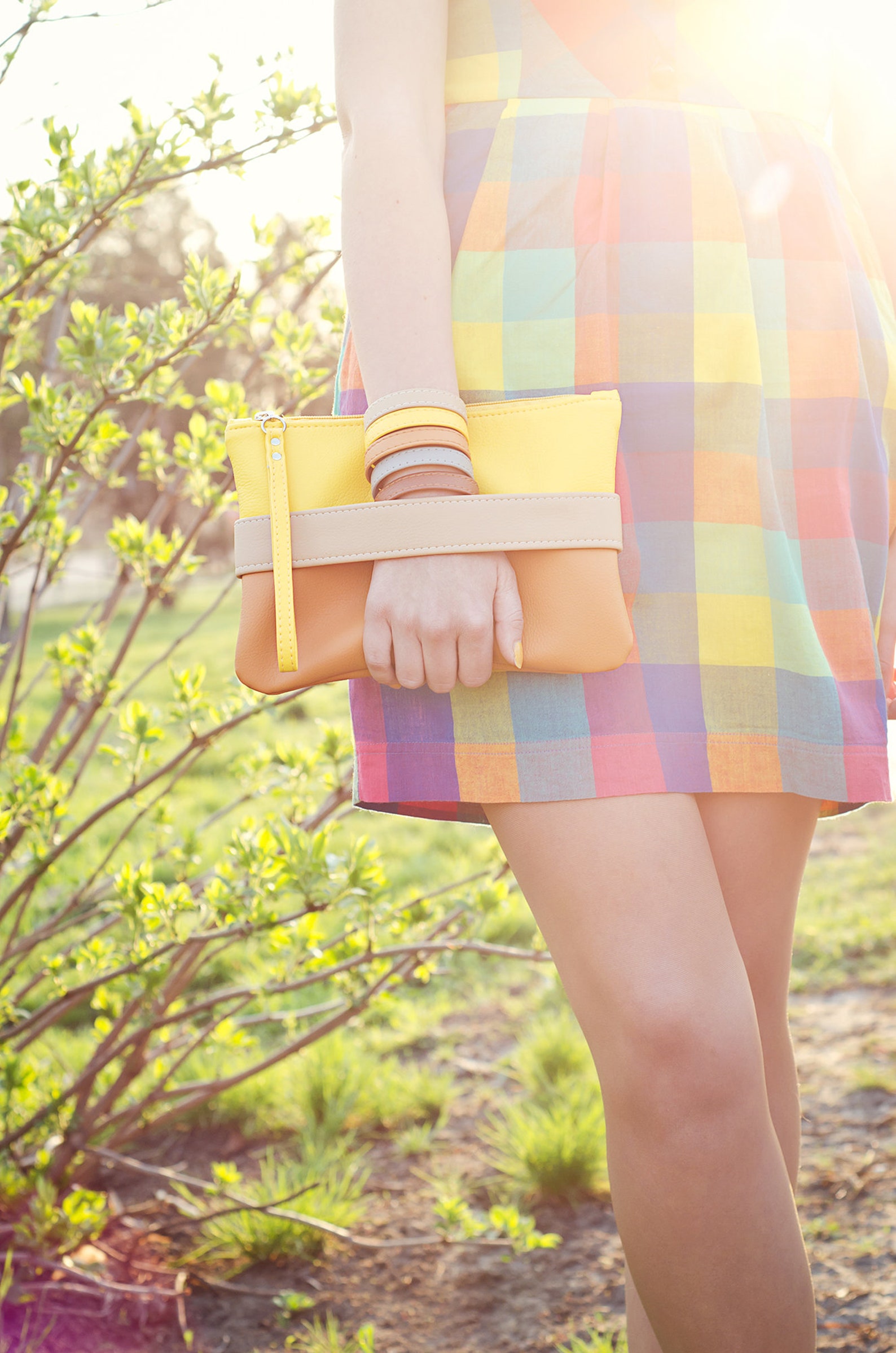 Orange Clutch Bag Yellow Crossbody Bag Women Vegan Leather Etsy