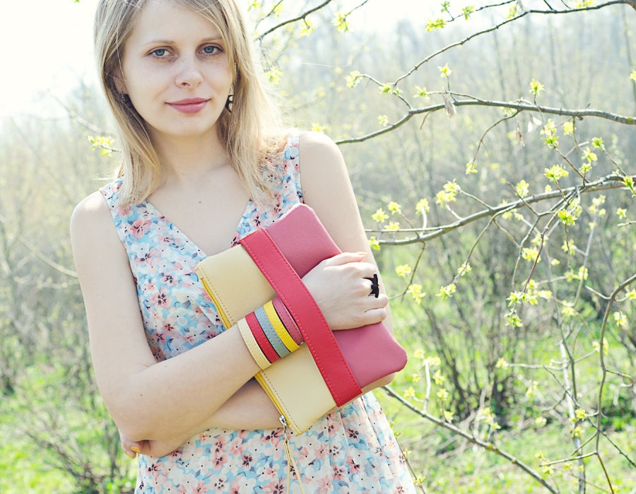 Wristlet Purse Pink Clutch Bag Small Crossbody Purse Beige - Etsy