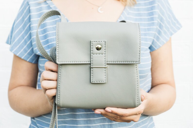 Grey Crossbody Purse Small Vegan Bag Grey Purse Small Etsy