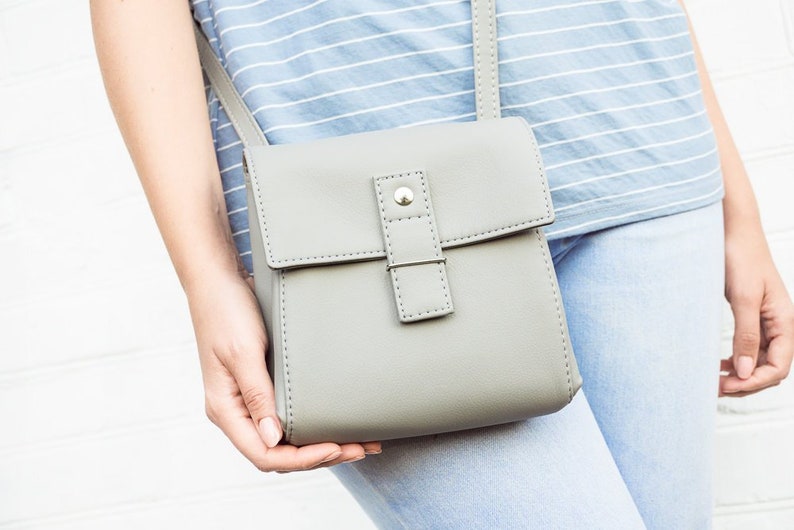 Grey Crossbody Purse Small Vegan Bag Grey Purse Small Etsy