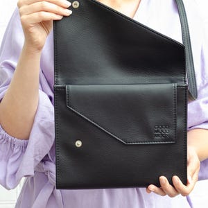 Small crossbody bag Vegan leather bag women Yellow crossbody purse Geometric purse with flap image 10