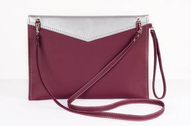 Envelope purse Crossbody iPad purse Burgundy clutch bag Vegan Etsy