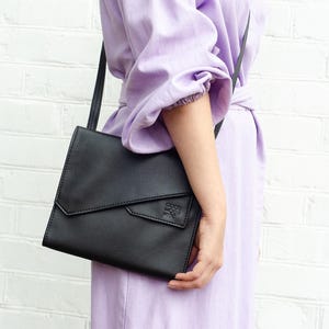 Small crossbody bag Vegan leather bag women Yellow crossbody purse Geometric purse with flap image 8