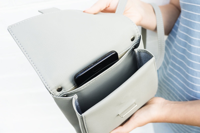 Grey Crossbody Purse Small Vegan Bag Grey Purse Small Etsy New Zealand