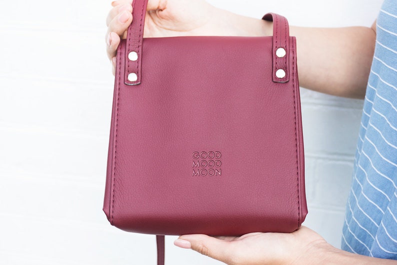 Burgundy Crossbody Bag Vegan Leather Crossbody Purse Small Etsy