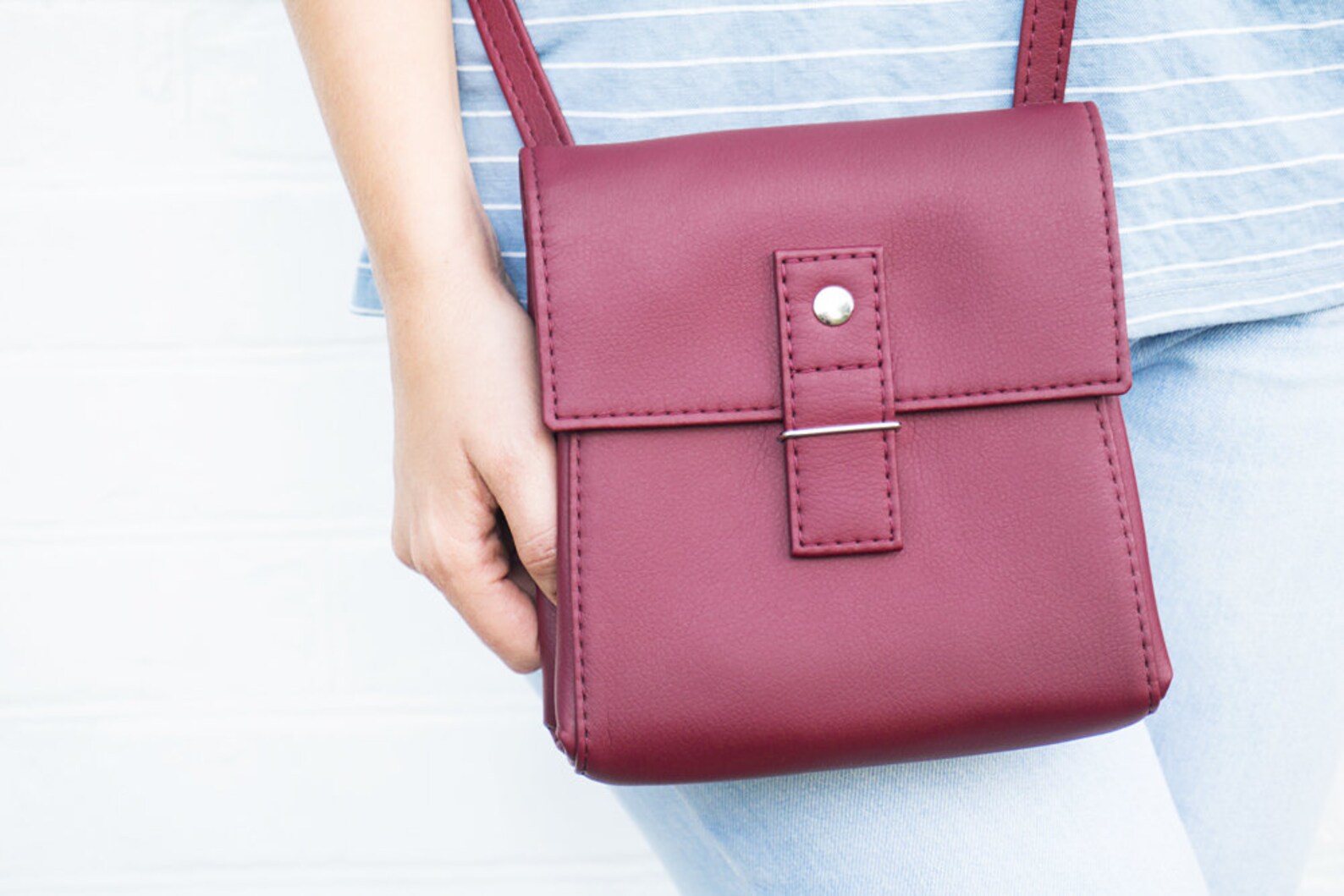Burgundy Crossbody Bag Vegan Leather Crossbody Purse Small Etsy