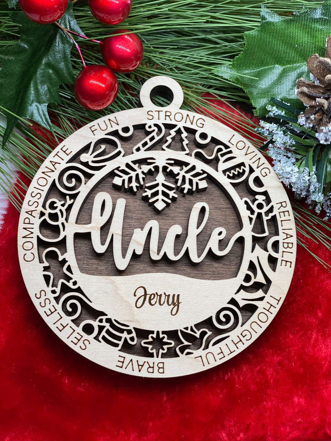 Ornament Uncle Name Custom Personalized Laser Cut Wood Christmas Gift ...