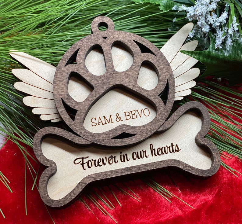 Ornament Pet Bone Paw Memorial in Memory of Dog Fur Baby Personalized ...