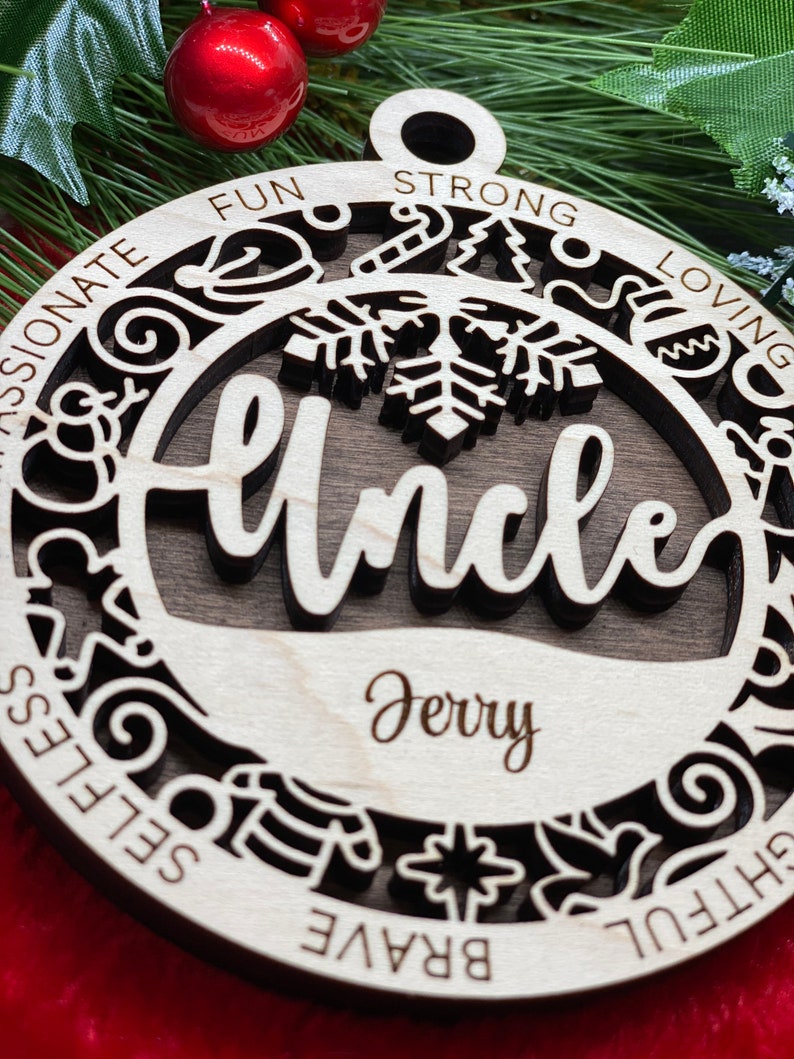 Ornament Uncle Name Custom Personalized Laser Cut Wood Christmas Gift ...
