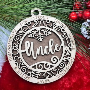 Ornament uncle tio family laser cut wood Christmas gift holiday