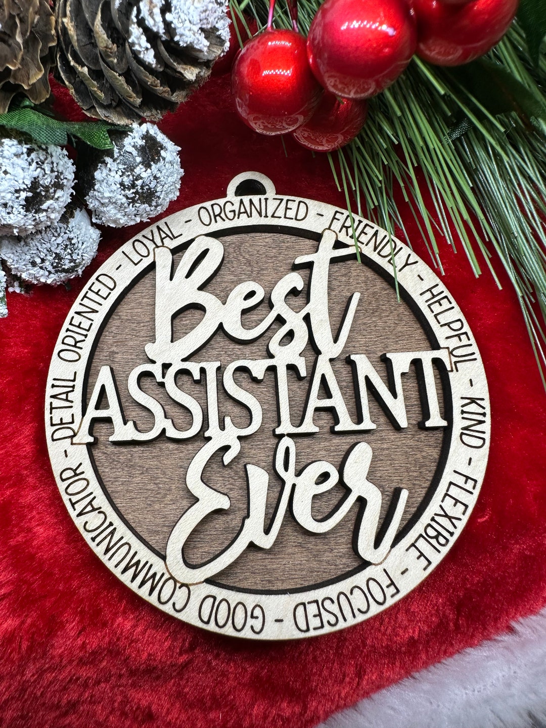Ornament Best Assistant Ever New Style Laser Cut Wood Christmas Gift ...