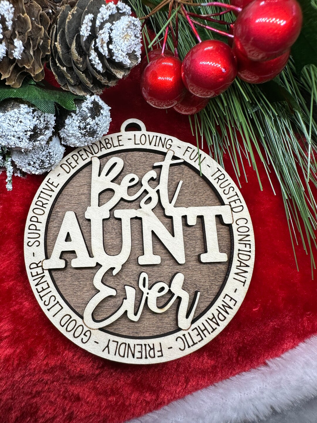Ornament Best Aunt Ever New Style Laser Cut Wood Christmas Gift Holiday ...