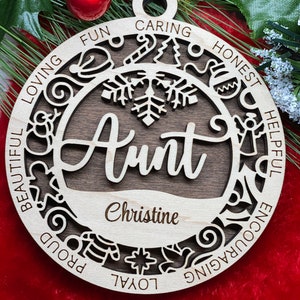 Ornament Aunt Auntie Name Custom Personalized Laser Cut Wood Christmas ...