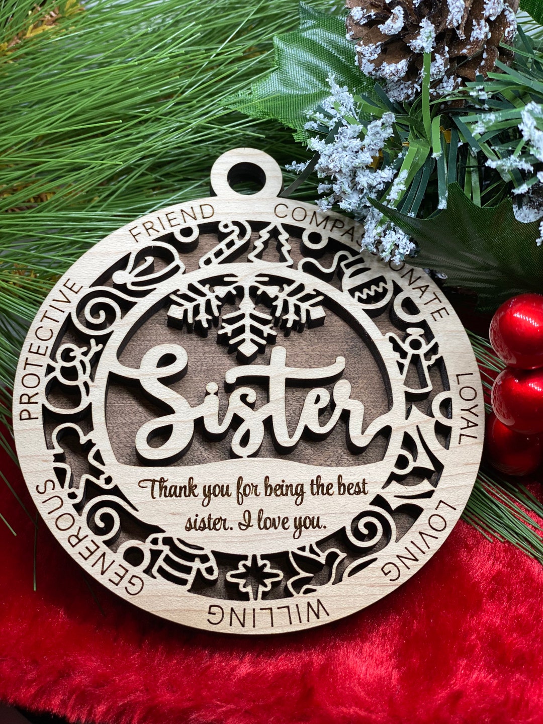 Ornament Custom Sister Sibling Sis Name Year or Personalized Etsy