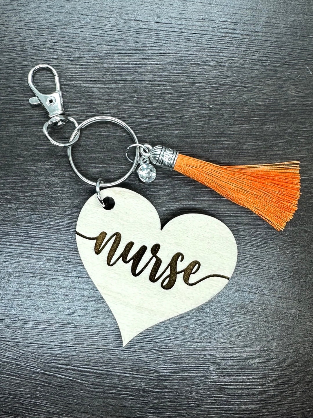 Wooden Engraved Keychain RN LVN Nurse Charm Zipper Pull Tassel Key ...