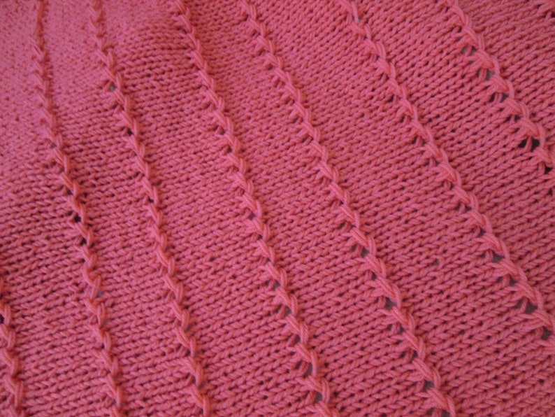 Bright Coral Hand Knitted AfghanThrow