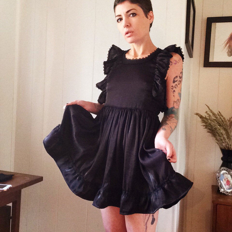 Asymmetrical pinafore dress in silk satin | Woman | Giorgio Armani