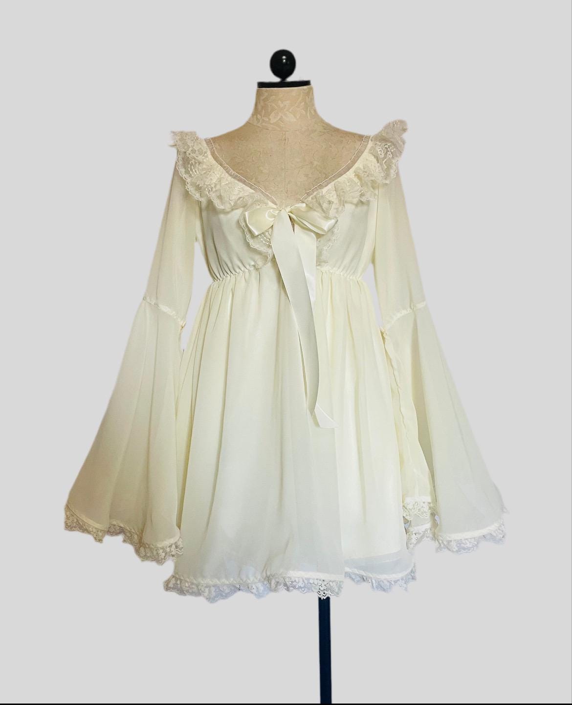 The Penny Dress Lined- Vintage chiffon and satin babydoll