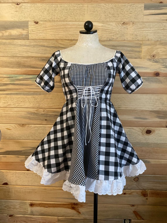 Buy The Kate Dress- Gingham Babydoll Dress: Corset Waist, Eyelet Ruffle  Trim Online in India - Etsy