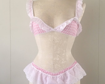 Farmers Daughter Set- vintage style gingham ruffled bikini
