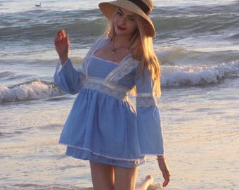 Vintage Y2K Joie Babydoll Cotton Dress Lyocell Cotton Denim Tie Front  Gathered Sleeves Small - Etsy