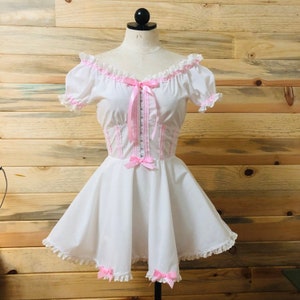Maja Dress- off shoulder barmaid lace up cotton dress