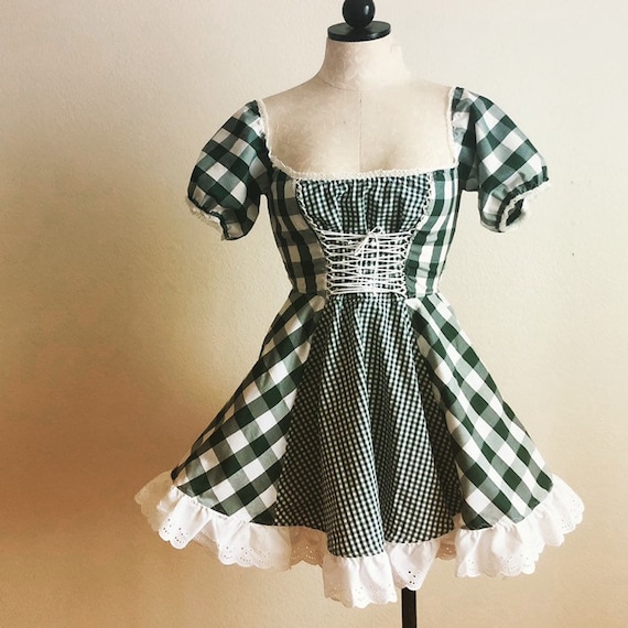 The Kate Dress- Gingham Babydoll Dress: Corset Waist, Eyelet Ruffle Trim - Etsy The Kate Dress- Gingham Babydoll Dress: Corset Waist, Eyelet Ruffle Trim - Etsy