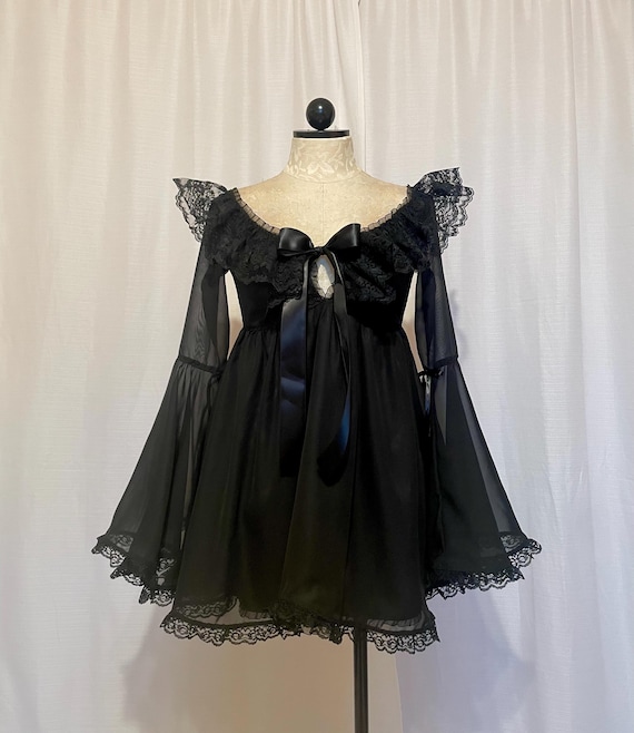 babydoll chiffon dress Widow Semi Sheer Chiffon Babydoll Dress