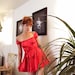 The Satin Tori Barmaid Dress in Red