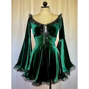 The Deidre Dress in Green Velvet