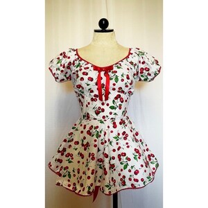 Cherry Missy Dress- lolita off shoulder cotton babydoll with bow