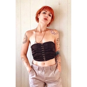 Corset Top- black satin crop top