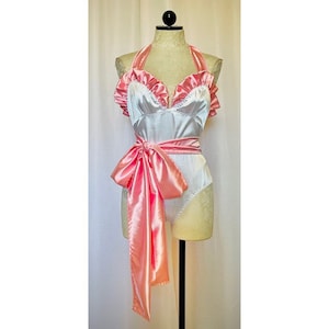 The Roxy Bodysuit- Satin ruffled bodysuit 70s style